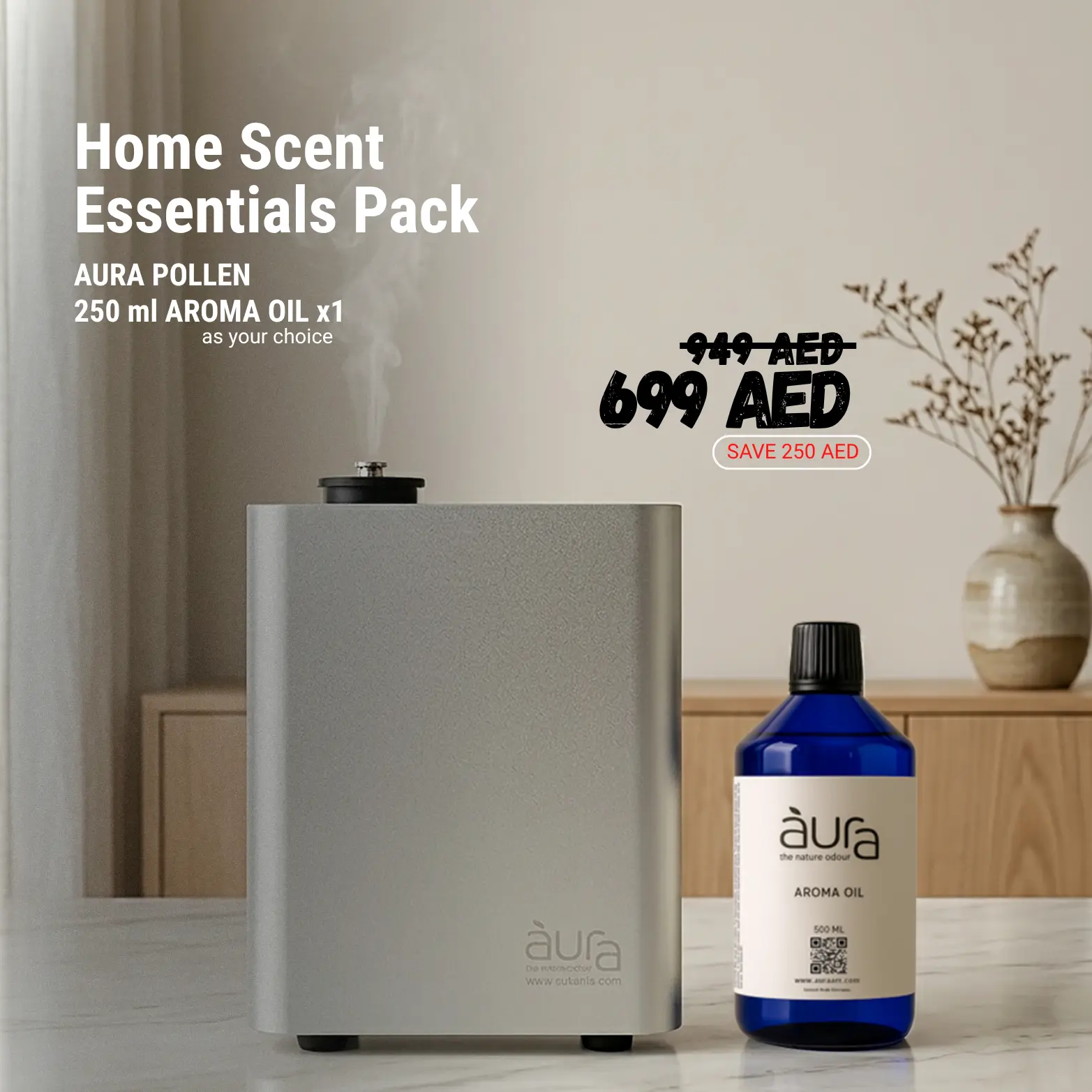 Home Scent Essential Pack Diffuser + 1 Signature Oil 250ml